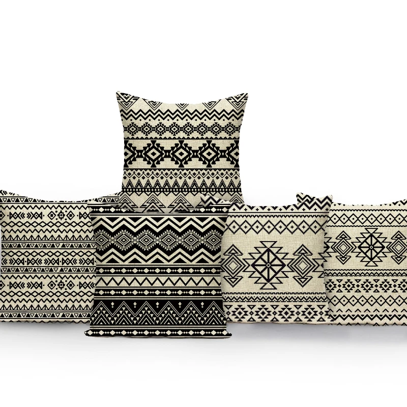 

High Quality Pillow Case Ethnic Abstract Geometry Cushion Cover Cases Sofa Seat Floral Stripes Printed Throw Pillow Cover