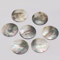 4pcs fashion round pendant high quality natural black shell charms for jewelry making diy necklace earring accessories