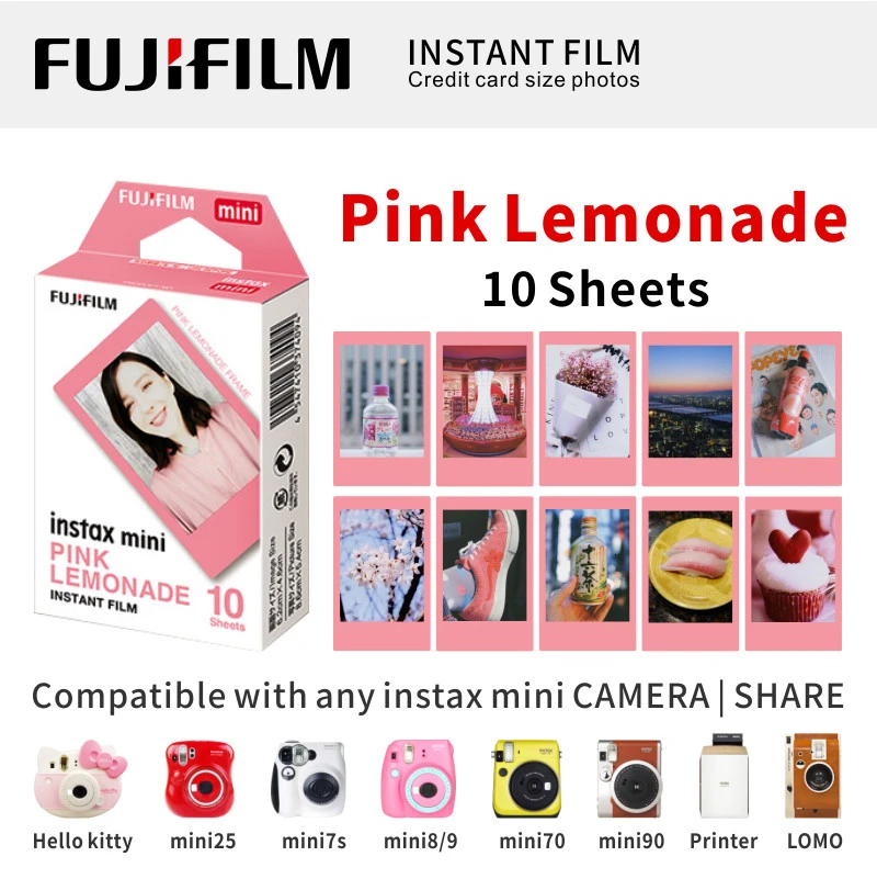 Pink Lemonade Fujifilm Instax Mini 8 пленка 10 листов Синий Rilakkuma hello kitty Fuji фотобумага для 70 50s 7s 90 25 SP2 LOMO мгновенная камера - Цвет: Pink Lemonade