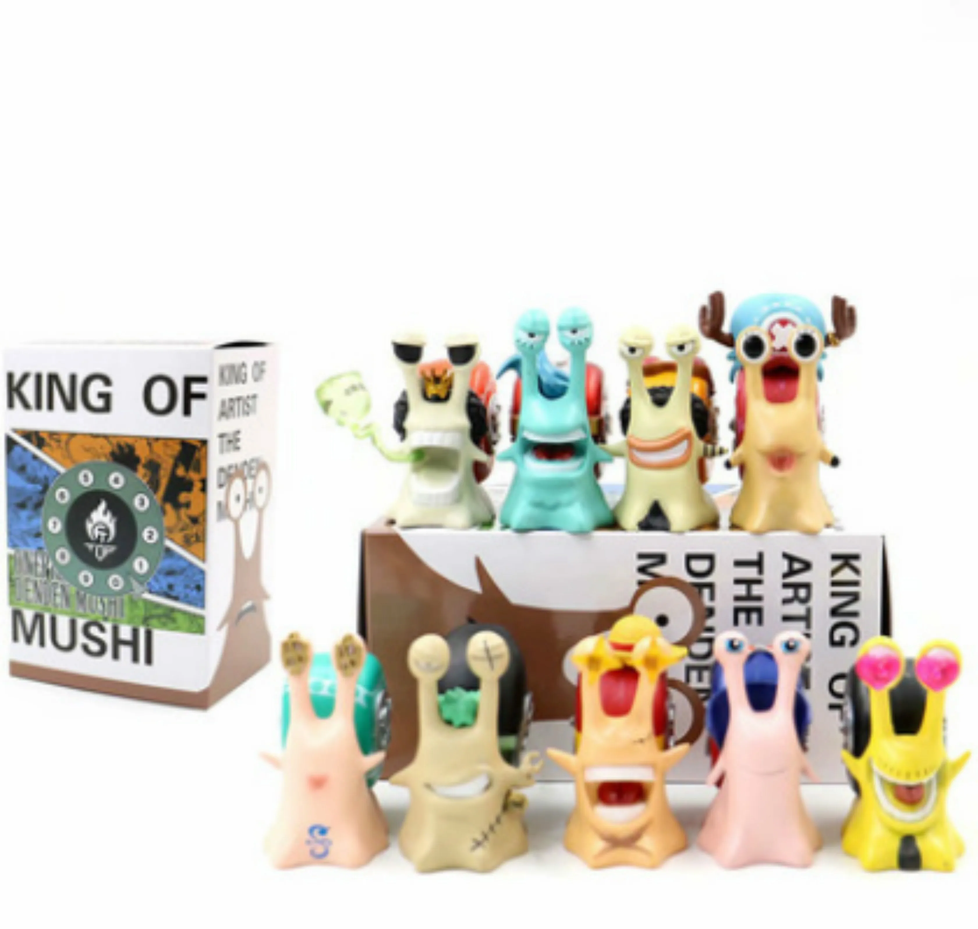 9pc set(With box) Аниме одна деталь ден Mushi телефон фигура Луффи Санджи Ло нами и Чоппер фигурка ПВХ модель игрушки куклы - Цвет: 9pc set(With box)