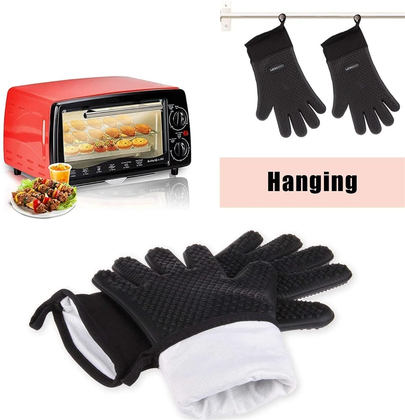 GEEKHOM Прихватки Еда Класс термостойкие силиконовые Кухня печи барбекю перчатки