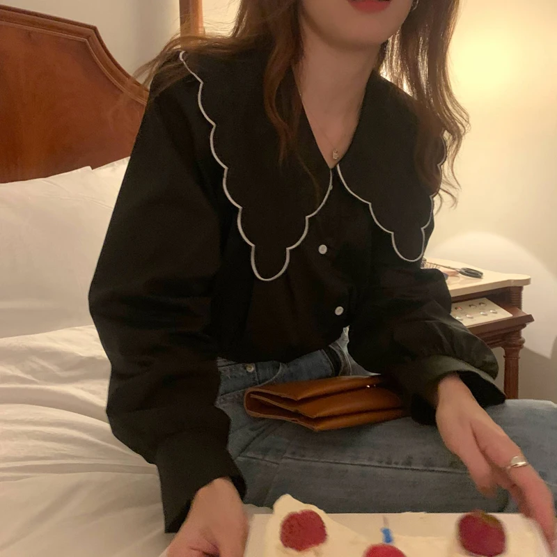 

Harajuku Princess Chic Fashion All Match Girls Loose Gentle Clothe Tops Blouses Sweet Femme Korean Elegance Shirts