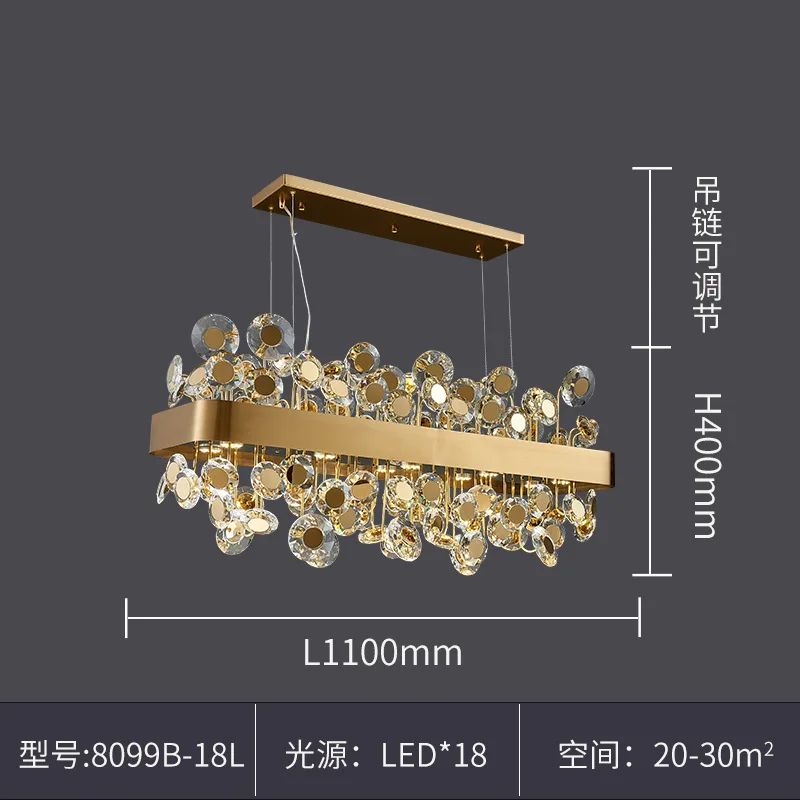 Роскошная Современная хрустальная люстра для столовой дизайнерская