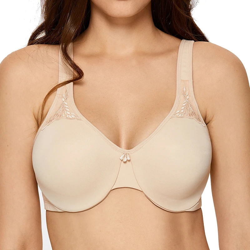 Женский бюстгальтер без подкладки размера плюс полностью закрытый кружевной с