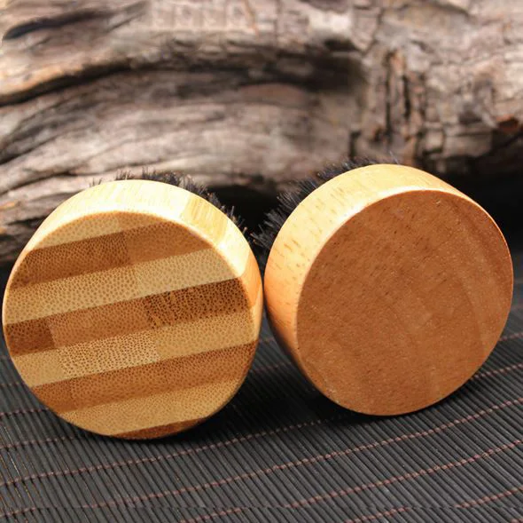 Маленькая круглая щетка для бороды из натурального бамбукового дерева 1 шт. усов