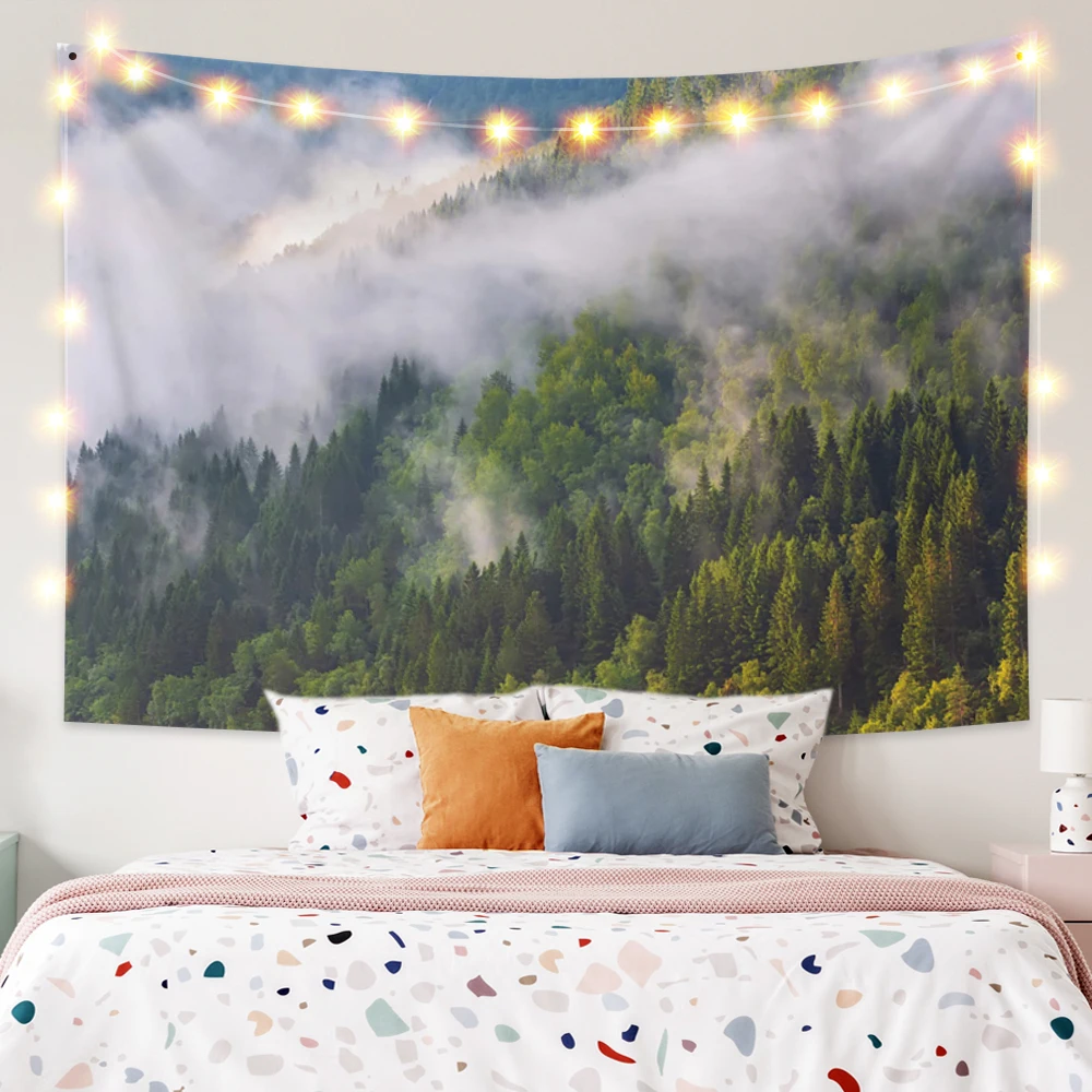 

Nature Landscape Tapestry Dense Forest Gog Mountain Wall Hanging Dorm Bedroom Living Room Decor Picnic Beach Mat
