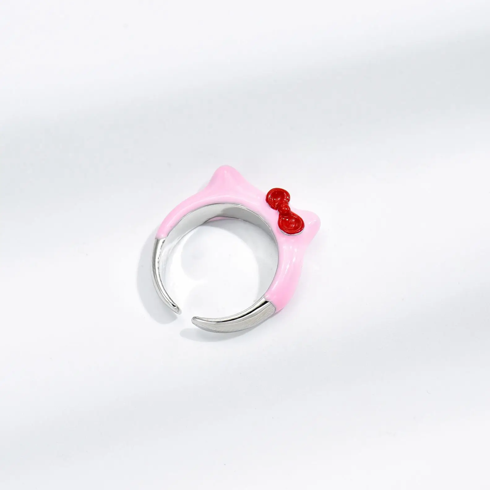 Каваи Дешевая Цена 2021 Новая Бантовая Кошка Cinnamoroll Картинка Sanrios Милый Открывающийся Регулируемое Креативное Кольцо Подарки для Пар