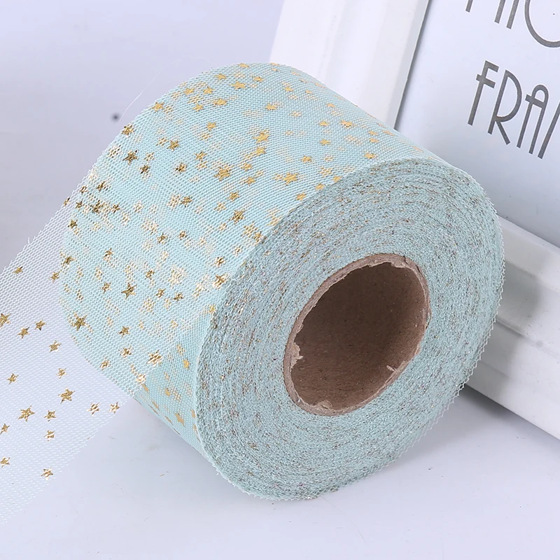 6 см* 45 м Золотая Звезда тюль рулон ткань DIY для маленьких девочек День Рождения Юбка-пачка вечерние DIY ремесло романтическое свадебное украшение стола