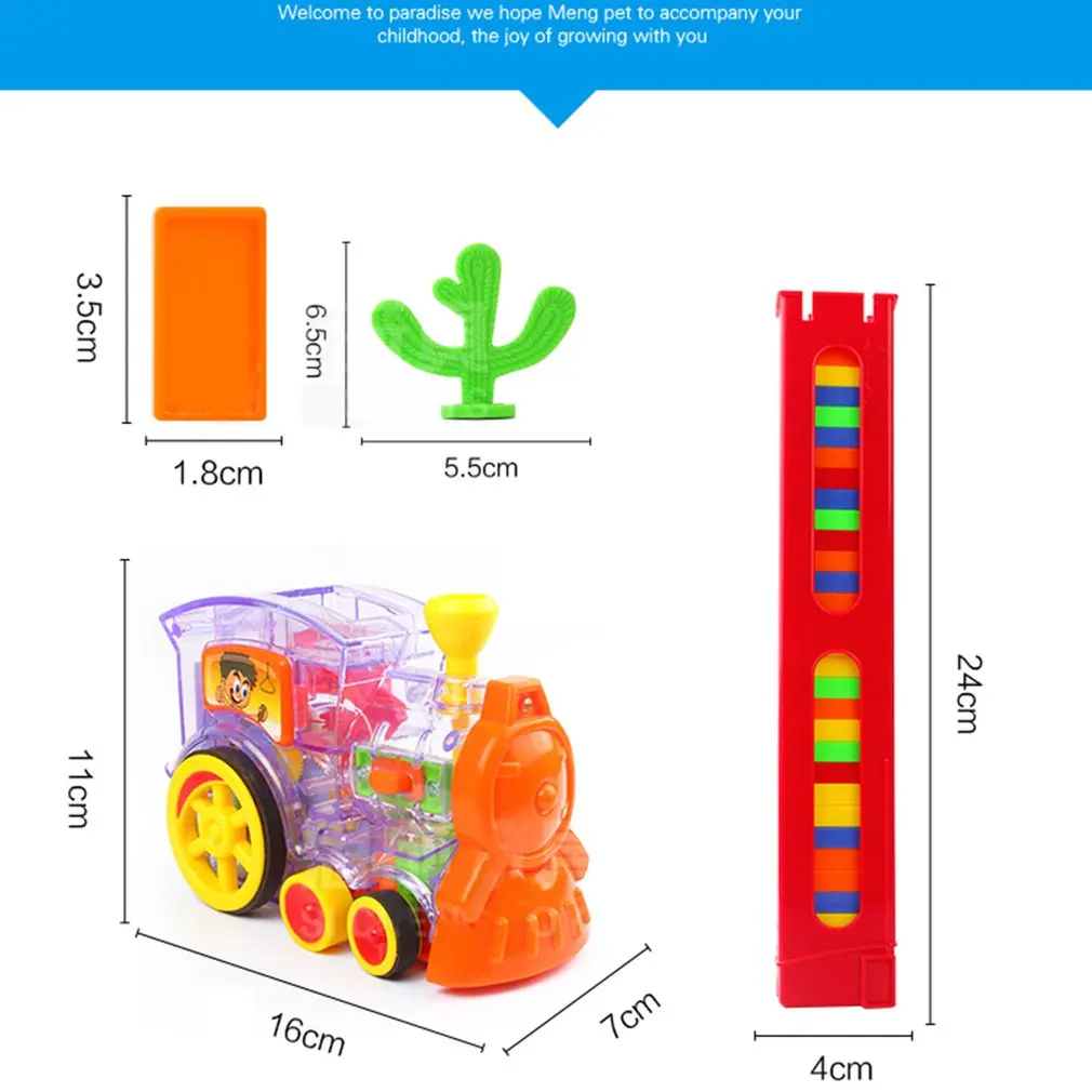 Children's Domino Train Car kit With Sound Light Automatic Emission Set Up Blocks Elevator Springboard Bridge kids Toys | Игрушки и