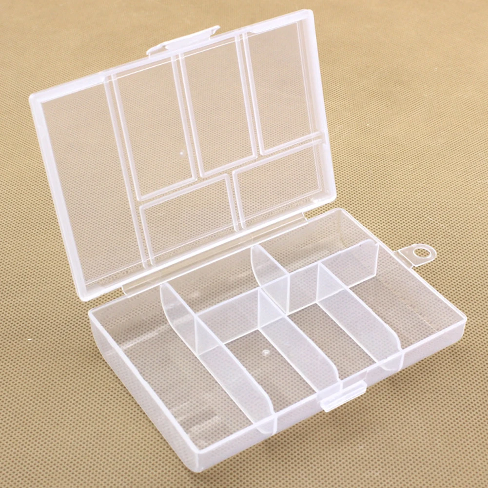 

6 Grid Clear Container Box Storage Portable Plastic Particulate Matter Pill Sundries Home Container Case Storage Tools Supplies