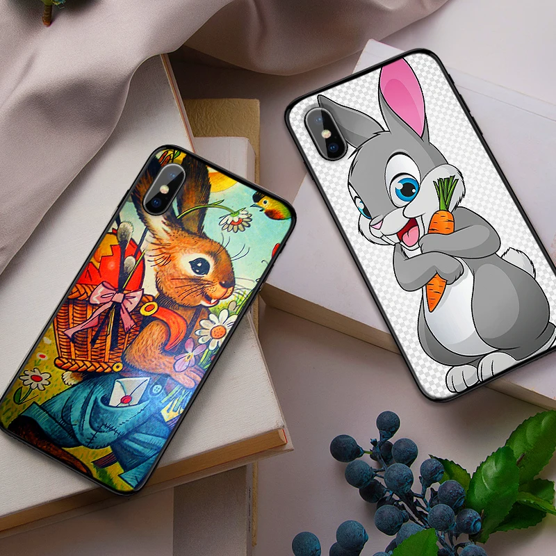 Мягкий чехол из ТПУ с рисунком белого кролика для Apple IPhone X XR XS MAX 5 5S 5C SE 6 S 7 8 Plus ipod