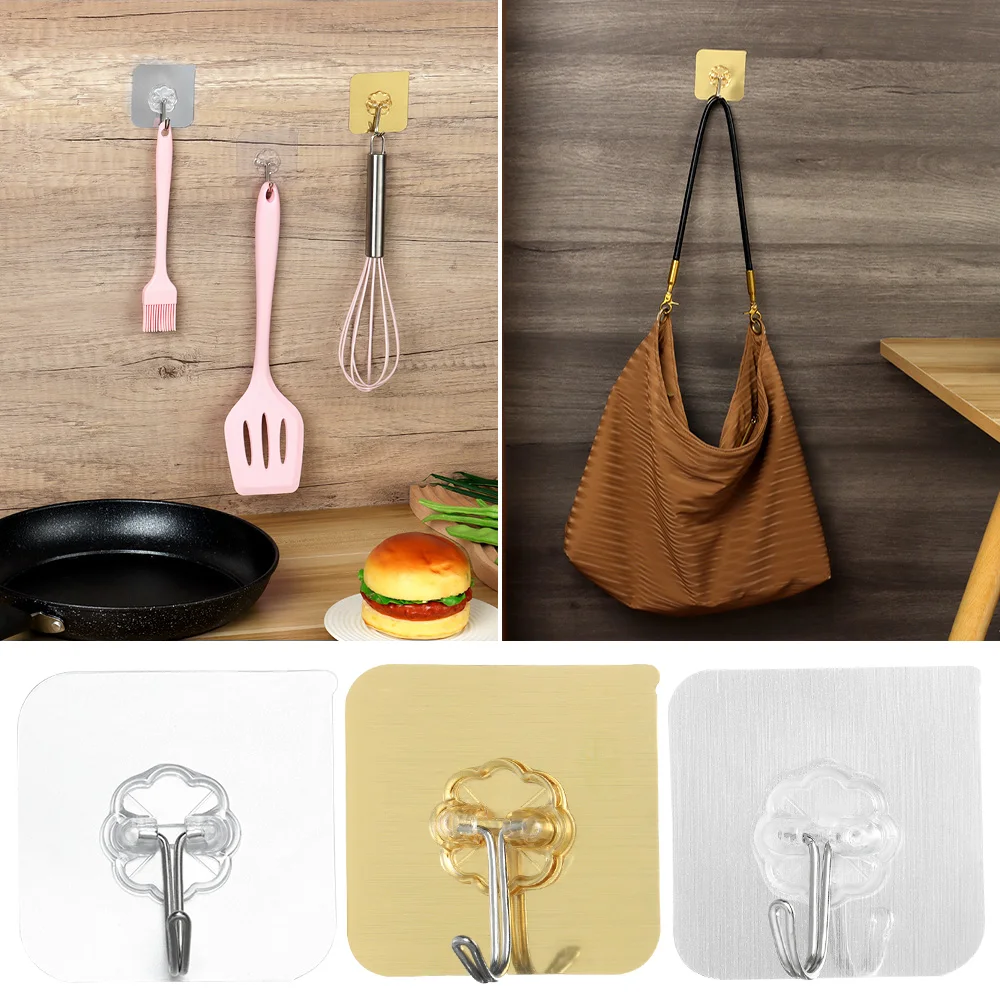 Прозрачные дверные настенные вешалки 6*6 см, 10 шт., крючки на присоске, прочная самоклеящаяся стойка с большой нагрузкой, присоска для кухни, в...