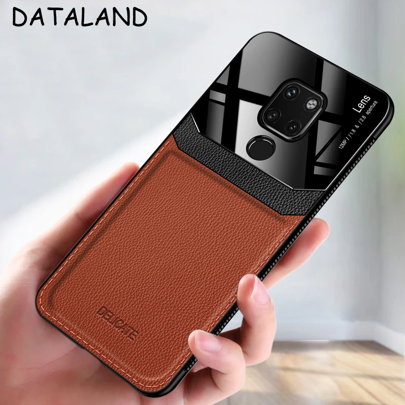 

Huawei Mate 20 Pro Case Cover Retro Grained Skin-pattern Glass Hard PU Leather Back Cover For Huawei Mate 20 Pro 20X Phone Coque