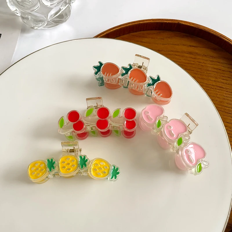 

Cute Fruit Hair Clips Pin For Girl Sweet Geometric Pineapple Cherry Hair Clips Headwear Girls Sweet Top Clip Hair Accessories