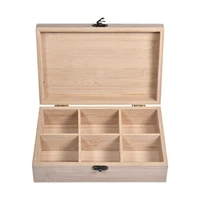 home storage box natural wooden with lid wooden tea organizer box bamboo tea chest with 6 compartments