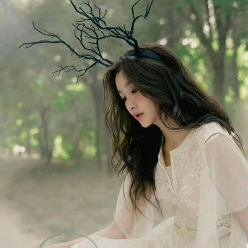 Готический Рог бабочка головной убор Олень ветки дерева повязка на голову