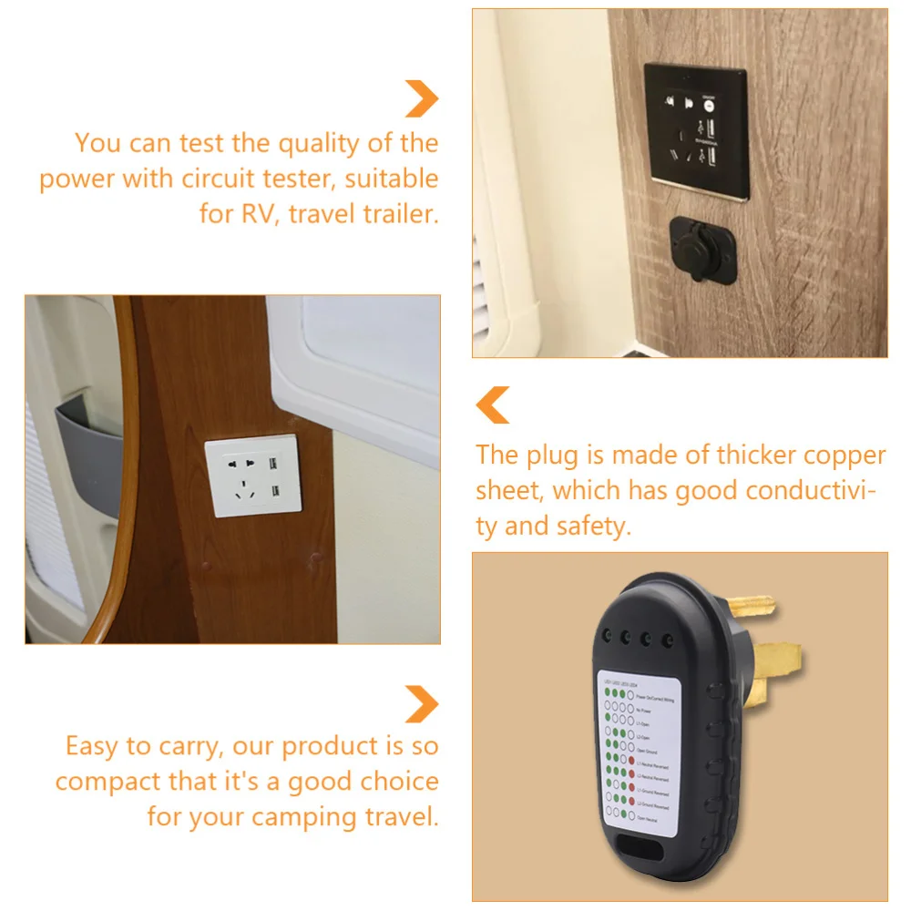 

RV Power Pedestal Tester Circuit Analyzer Receptacle Tester for Travel Trailers