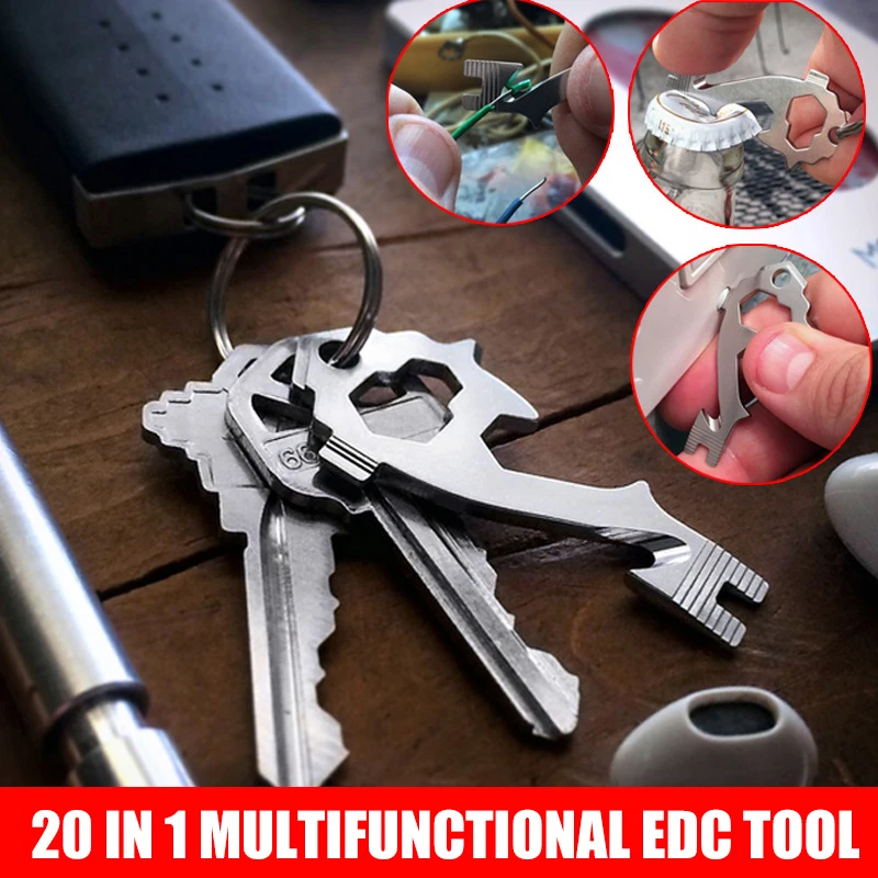Карманный инструмент из нержавеющей стали 20 в 1 Многофункциональный гаджет для