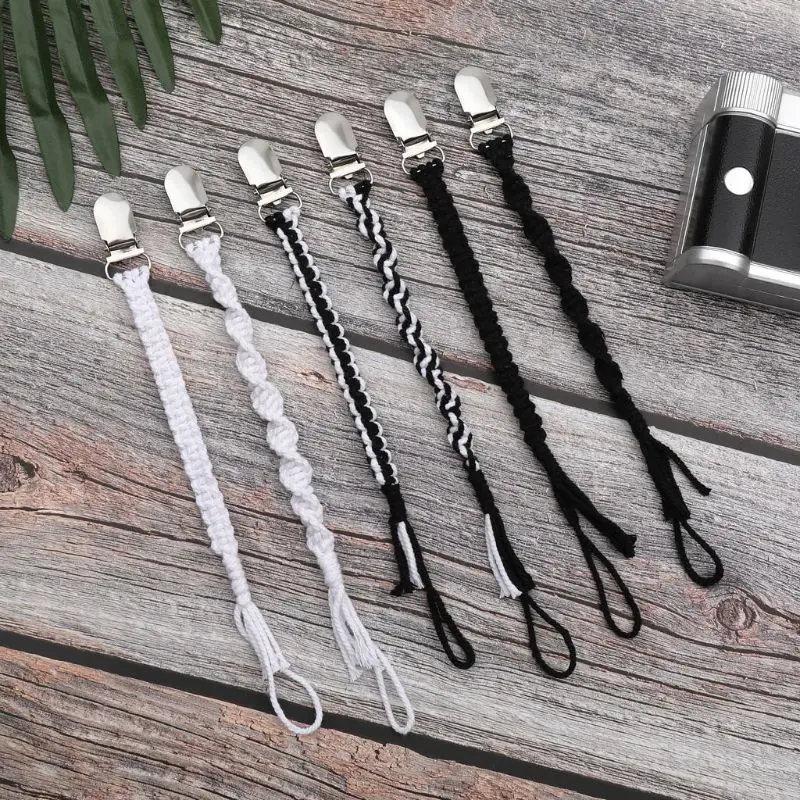 Vintage Braided Cotton Pacifier Chain Dummy Clips Baby Holder Straps for Boys and Girls Modern Unisex Design | Мать и ребенок