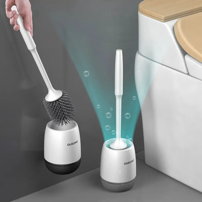 

Silicone head toilet brush quick drain clean tool wall mount or floor-foot cleaning brush bathroom accessories