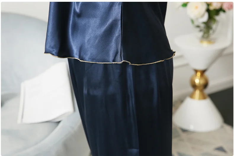 Fdfklak Silk Pajamas V-Neck Pyjamas Woman Night Sleepwear Set Pijama Sexy 2 Piece Home Clothes 2020 New Summer Top+Pant | Женская одежда