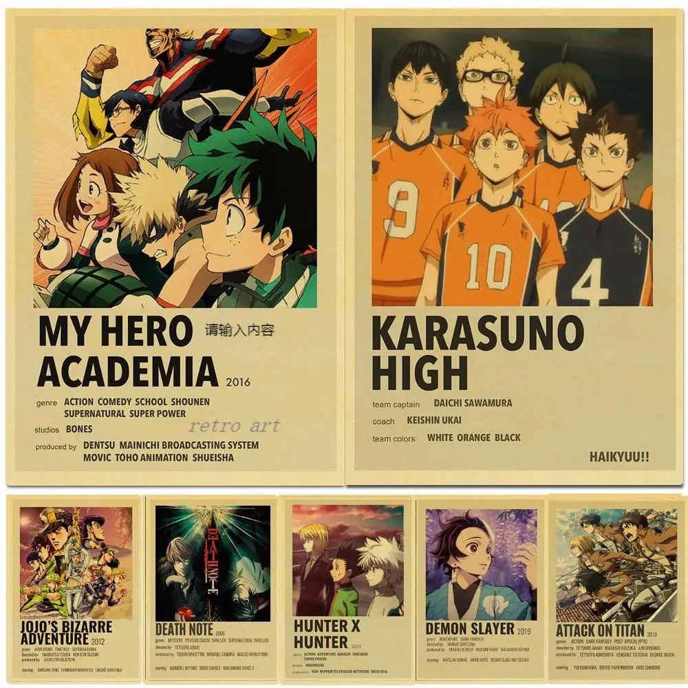 

Anime Canvas Painting Wall Art Collect Death Note/Hunter/Haikyu Retro Posters Wall Decor Prints Picture Painting Home Room Decor
