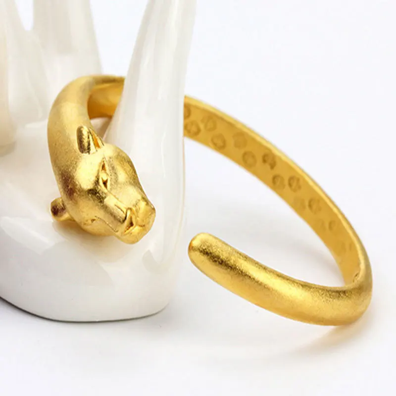 

Genuine18k Golden Plated Leopard Head Cheetah Rings Bracelets for Women Exquisite Domineering Bracelet Bangles Jewelry Gifts
