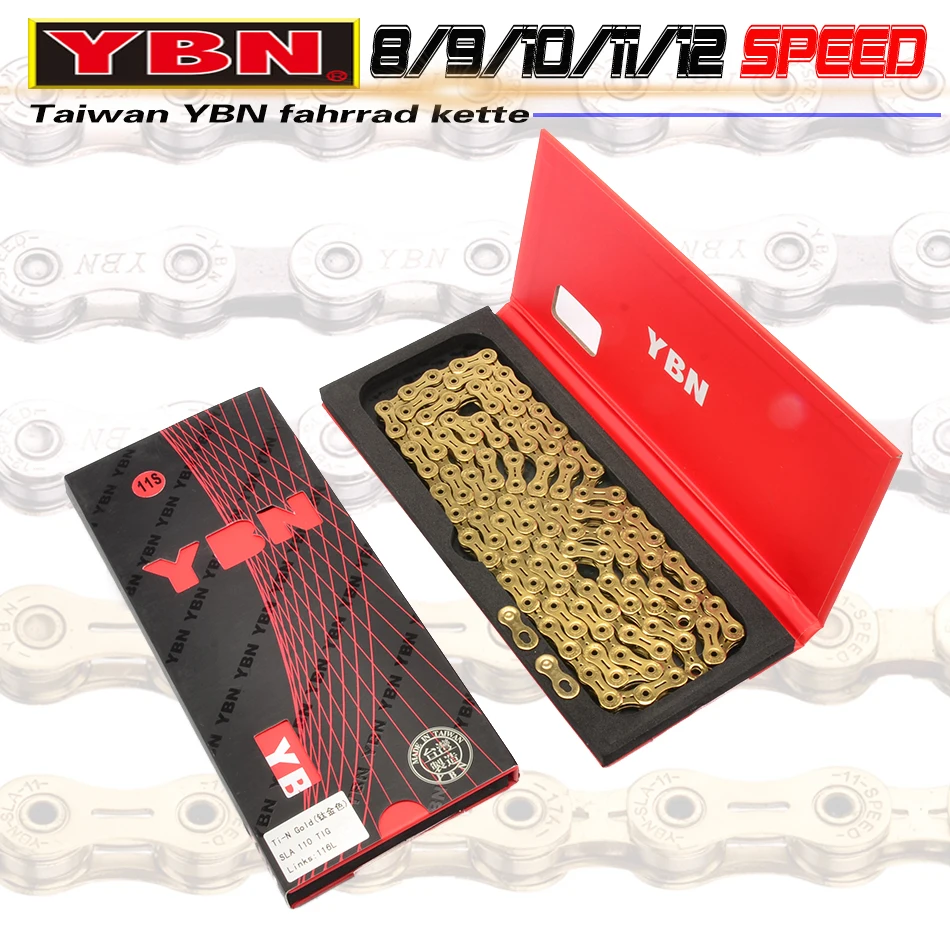 YBN X12L x10 x10sl x9sl x11sl велосипедная цепь 9 10 11s Золотой горный шоссейный велосипед sram SHIMANO 116 Длина велосипедная цепь