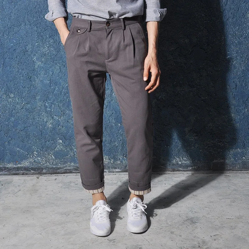 

Vintage Autumn Mens New Corduroy Pencil Pants Casual Streetwear Ankle Length Trousers Male Harajuku Cargo Pants Pantalone Hombre