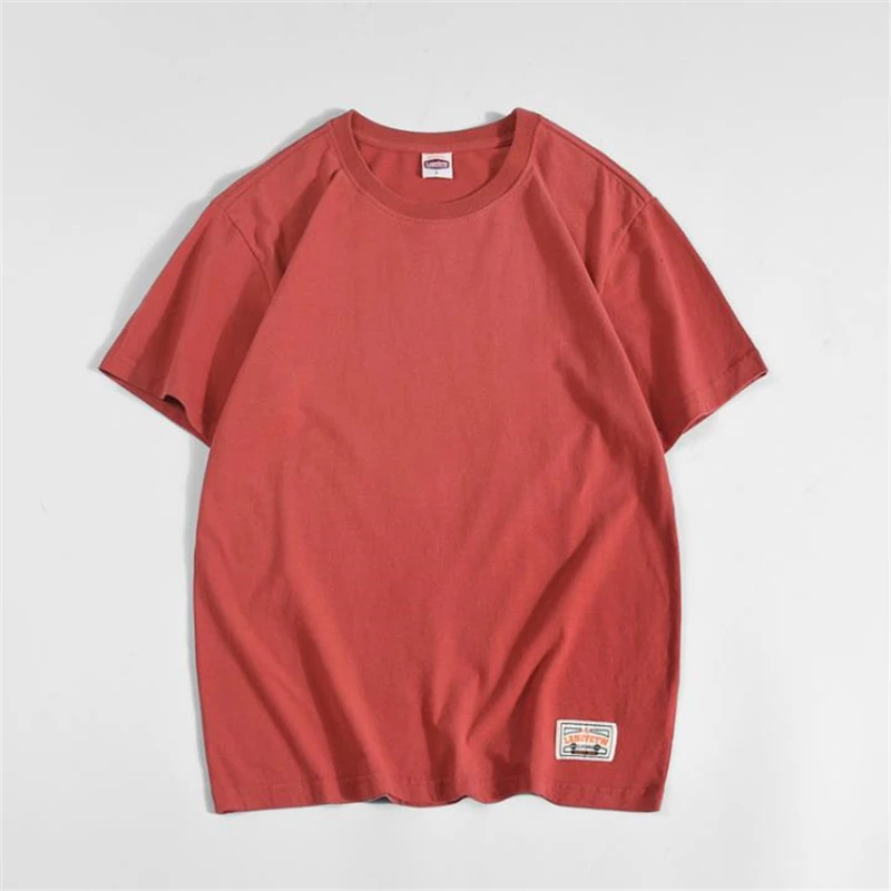 

Men's T-shirt Solid Color Short Sleeve Washed Cotton Tee Shirt 100% Pure Cotton Male O-neck Bottoming Tee Loose Tops