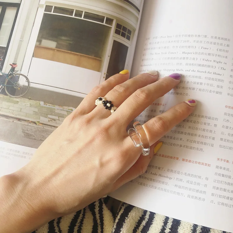 Кольцо AOMU с прозрачными акриловыми цветами женское стильное Ювелирное Украшение