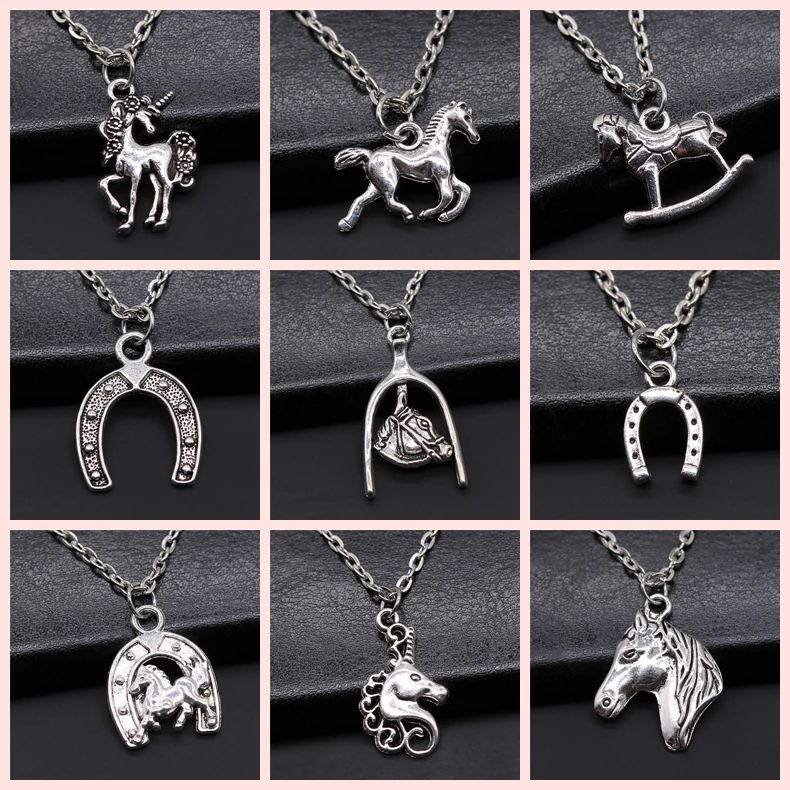 Цепочка с подвеской в виде лошади и единорога 1 шт. женская подвеска ожерелье