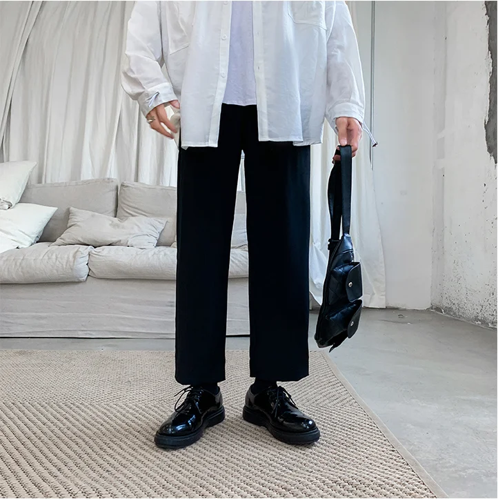 

YTX041 Trendy men's loose plus cashmere casual pants Hong Kong style wild straight trousers tide