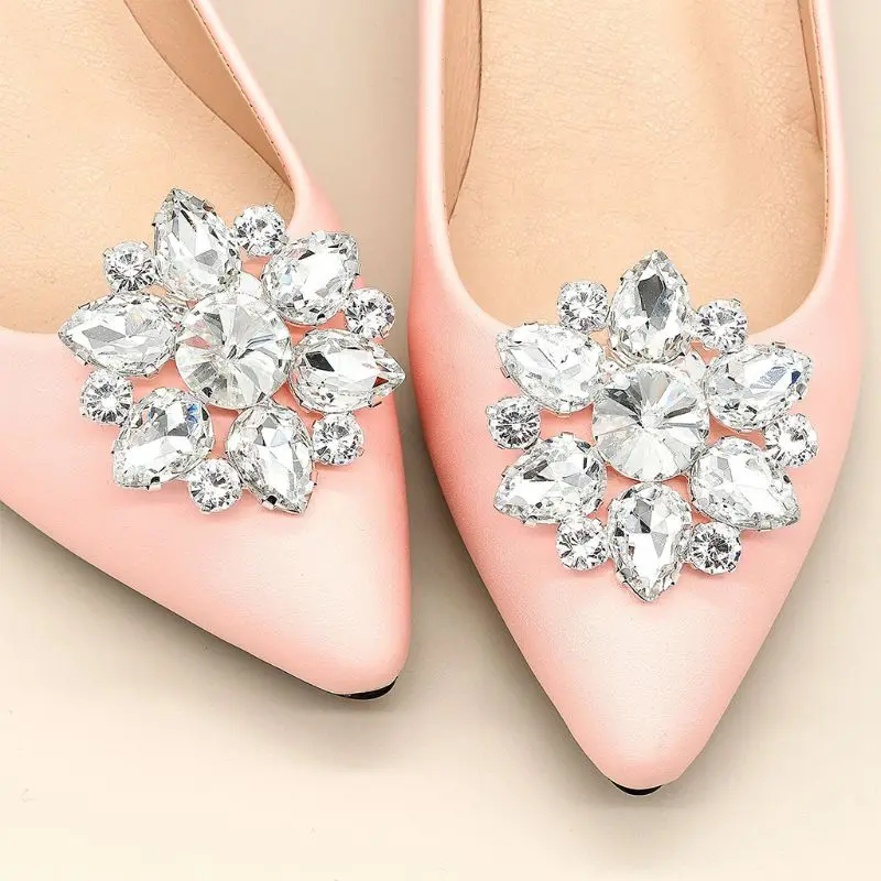 

1Pair Luxury Crystal Shoe Clips Removable Rinestone Shoes Charms Shiny Buckles