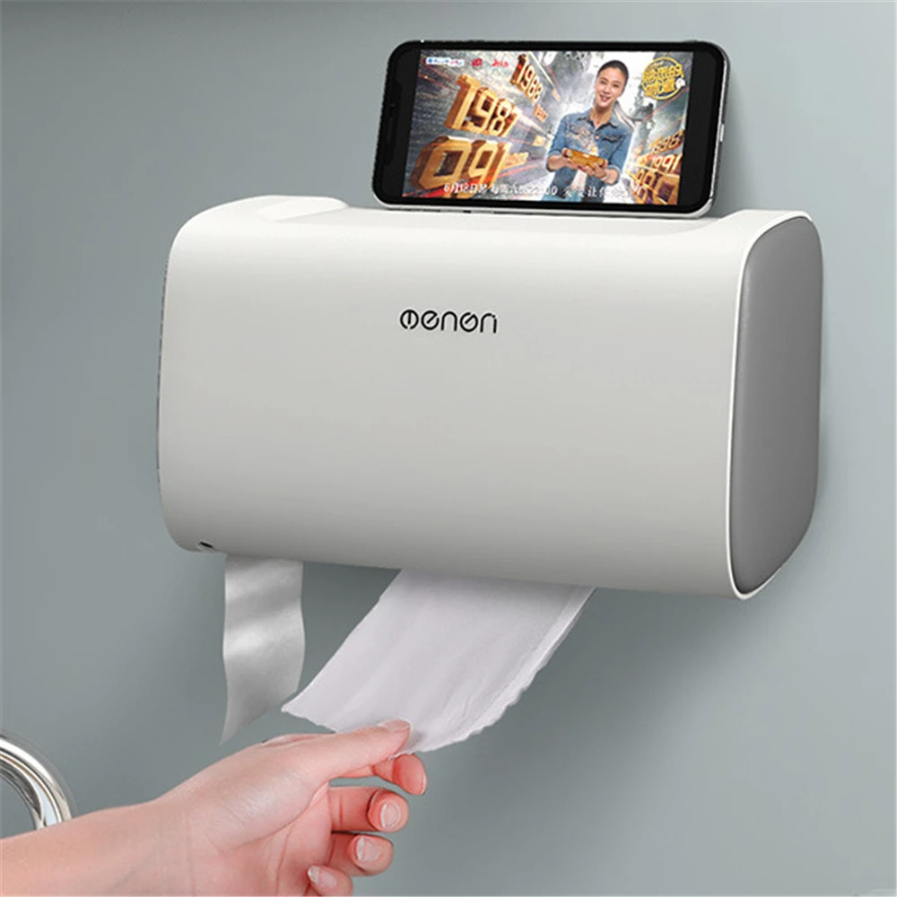 

Multifunctional Toilet Paper Holder Rack Waterproof Wall-Mounted Toilet Tissue Box Roll Paper Storage Box Bathroom Accessories