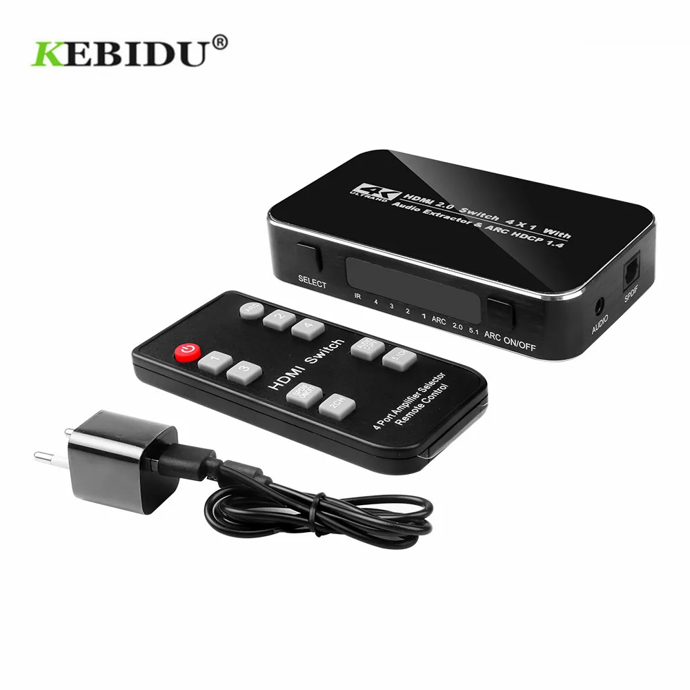 KEBIDU HDMI совместимый переключатель ARC 4 в 1 выключатель 2 0 4K 60 Гц HDR сплиттер и ИК