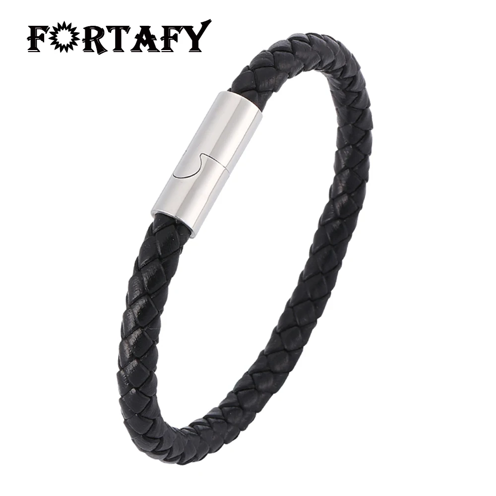 Простой унисекс ювелирные изделия черный коричневый кожаный плетеный браслет