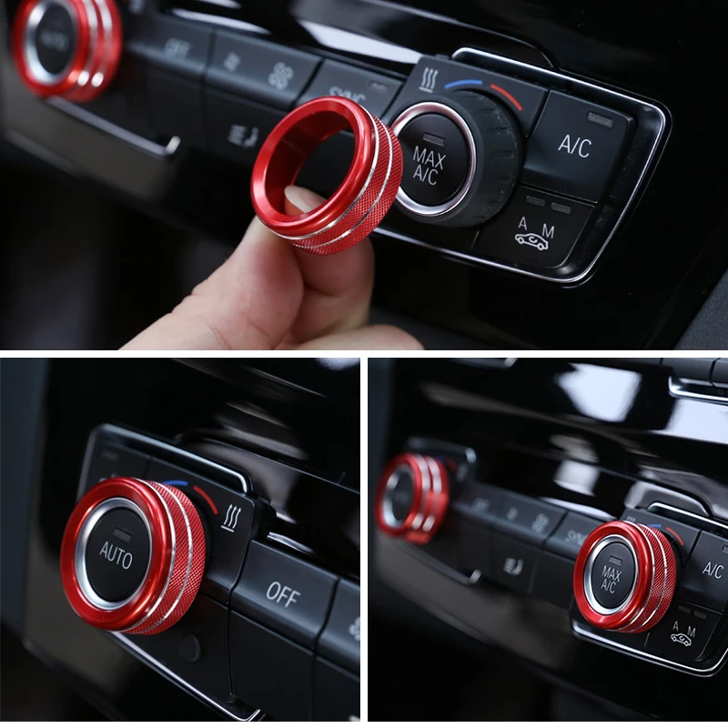 

3Pcs For BMW 1 2 3 4 Series F30 F34 F46 GT X1 F47 F48 13-17 Car Styling Air Conditioning Knobs Audio Circle Trim Alloy Accessory