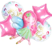 5pcs cute fairy fairy balloons girl princess birthday party decoration aluminum foil balloons pink wing fairy balloons
