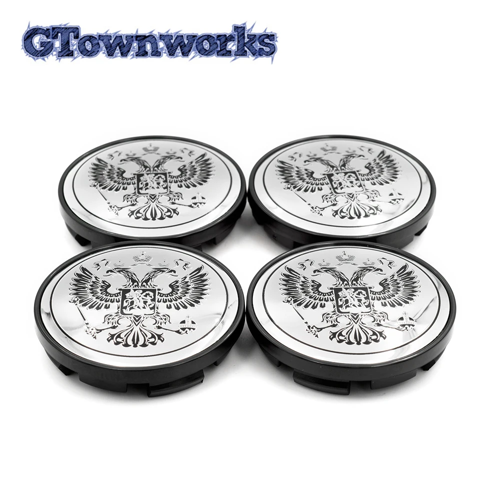 

4pcs 61mm Russian National Shield Car Wheel Center Hub Caps For Rim Hubcap Refits Universal Accessroies Black Silver