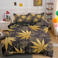 hot selling psychedelic queen king bedding set weed leaves quilt duvet cover sets with pillowcase 23pcs