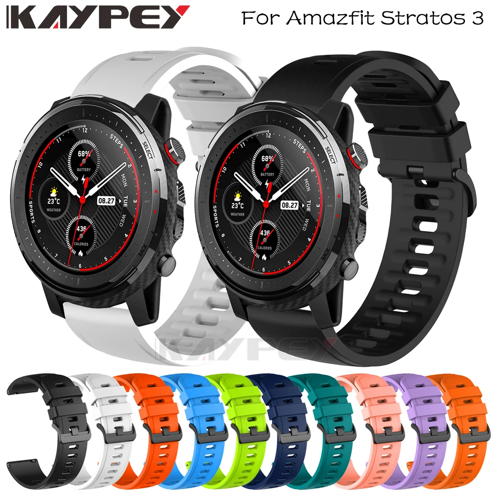 Ремешок сменный для смарт часов Xiaomi Amazfit Stratos 3 2/2s мягкий силиконовый браслет Huami GTR