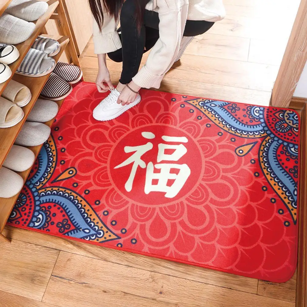 

[ Clearance Sale ] Chinese New Year Welcome Door Rug Non-slip Floor Mat Rectangle Carpet Home Decoration Bedding Mats