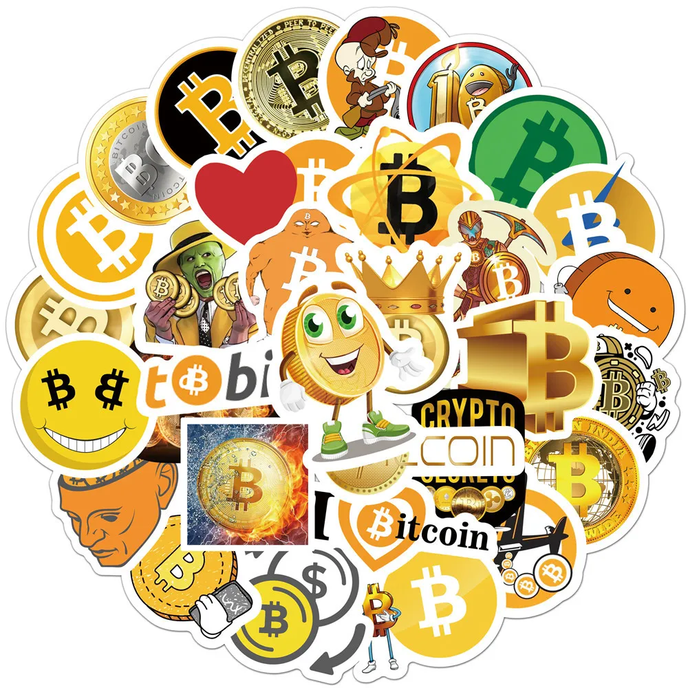 

10/30/50pcs Bitcoin Graffiti Bike Kettle Helmet Stickers Trunk Car Computer Water Cup Mobile Phone Waterproof Removable