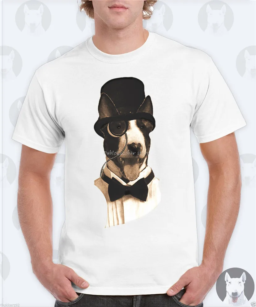 Футболка мужская круглая с рисунком Бультерьера брендовая тенниска в английском