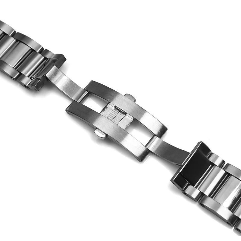 

Steel Watch Band For Cartier Men's Caliber 23mm Stainless Steel Watchband Butterfly Buckle Wristband Silver Bracelet