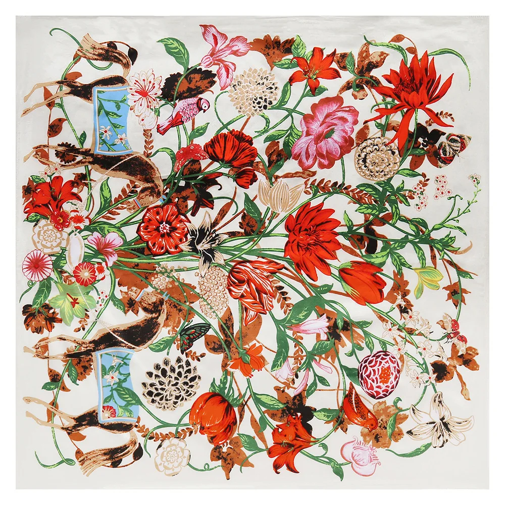 

Luxury Imitation Silk Square Scarf Women Muslim Hijab Royal Vintage Polyester Scarves Handkerchief Foulard Bandanna 90*90cm