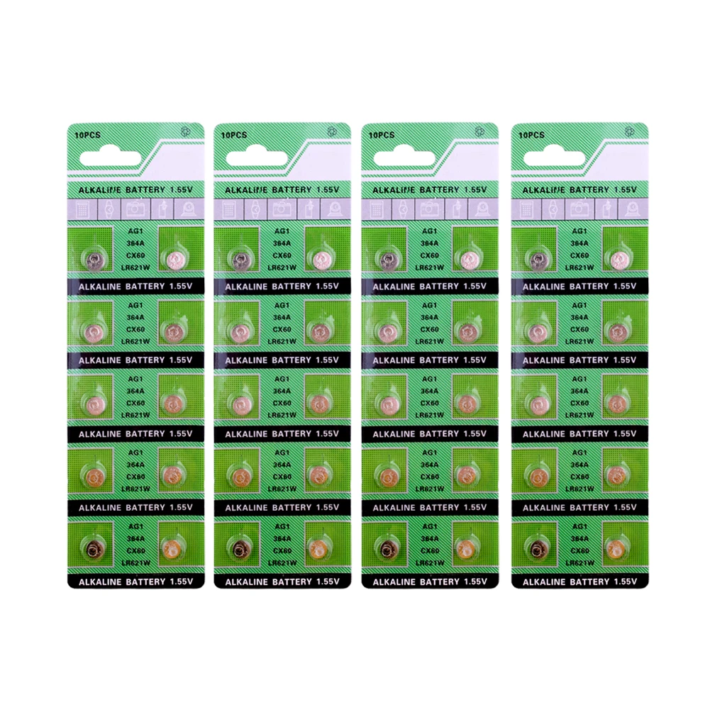 40x AG1 364 LR621 164 531 SR60 SR621SW 1 55 V Щелочная батарея для часов SR621 V364 TR621SW горячая