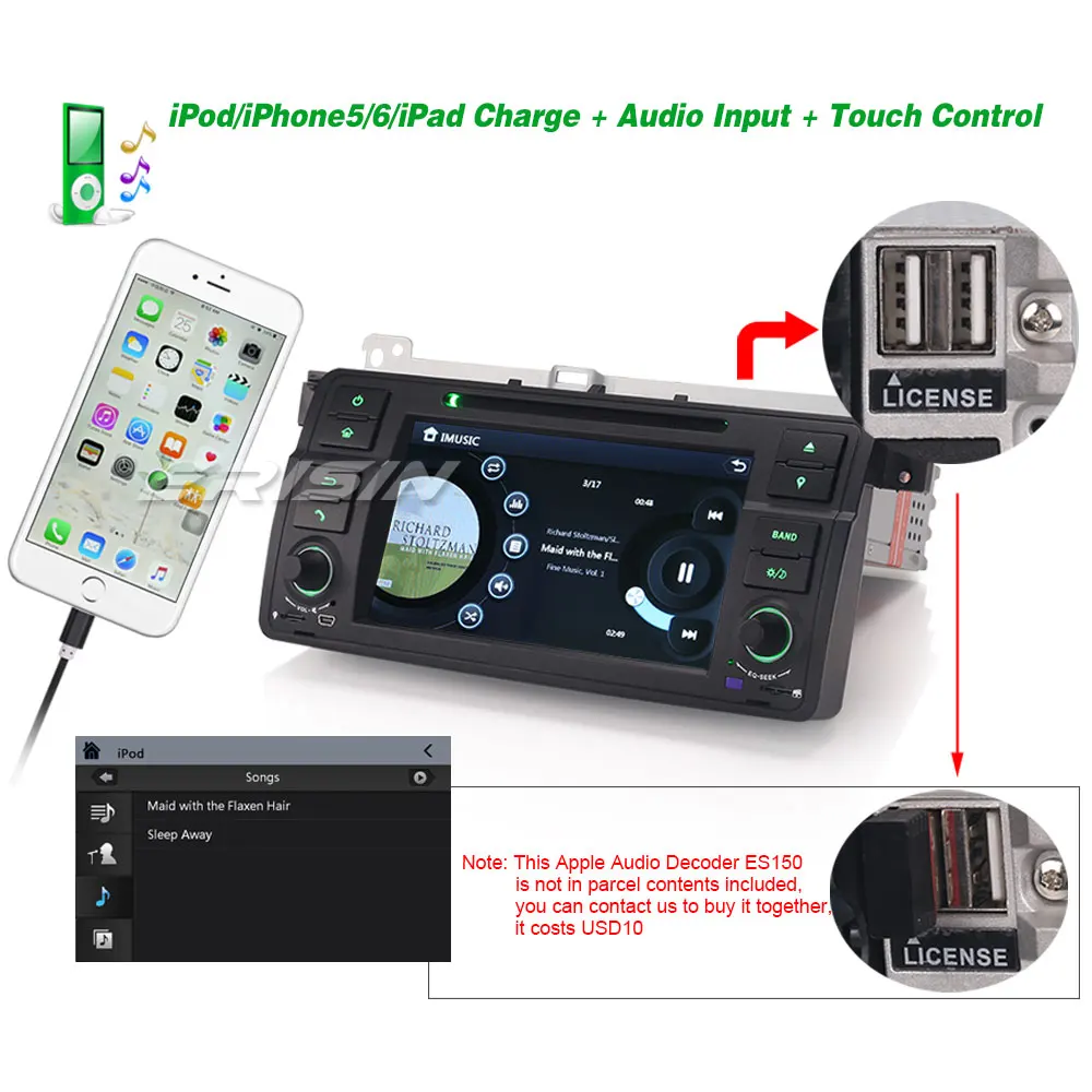 Автомагнитола Erisin GPS Bluetooth SWC DVD CD радио Авторадио DTV 3G DVR для BMW 3 серии E46 320 Rover75 MG ZT Sat