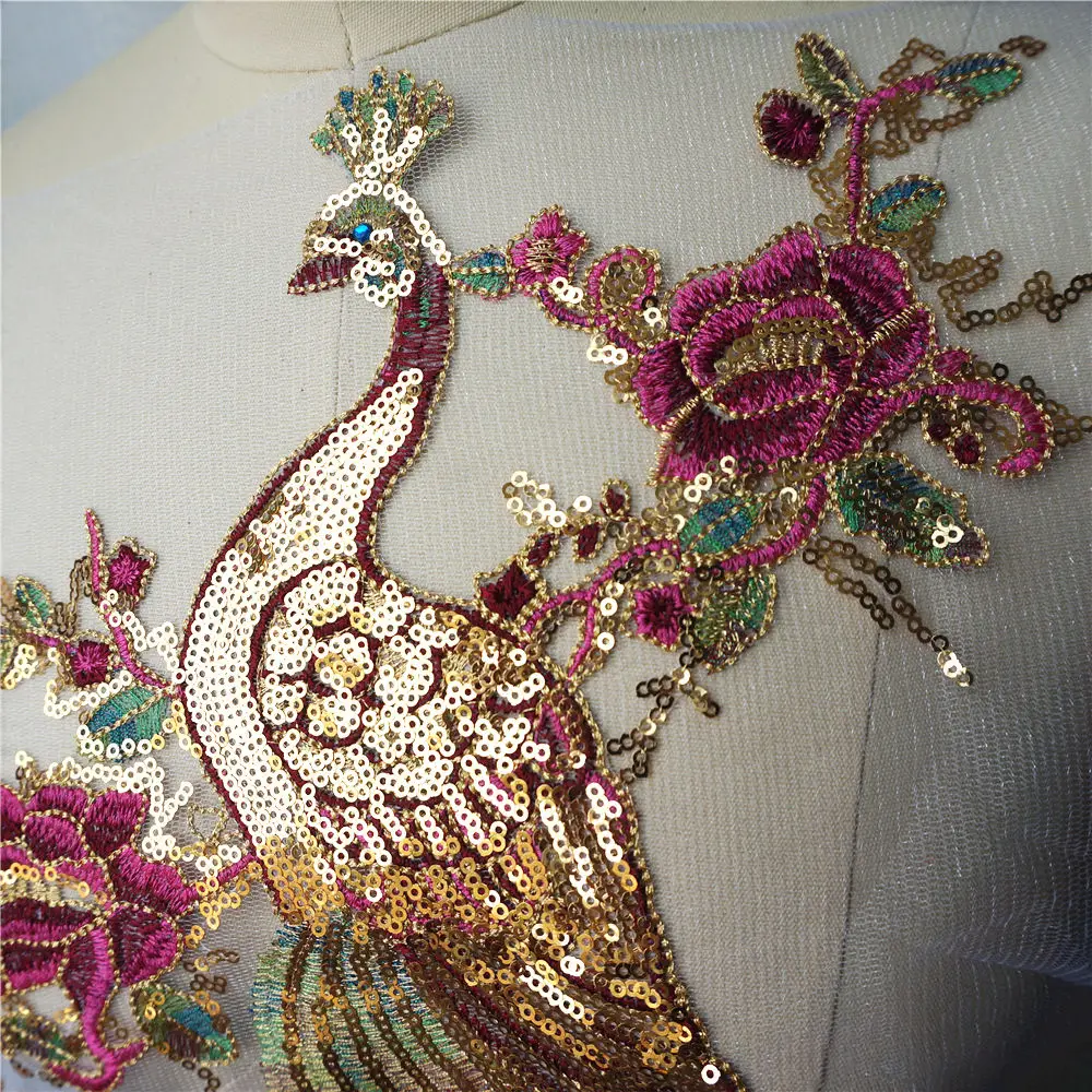 Блестки павлин искусственная вышивка аппликации для платья кружевная ткань